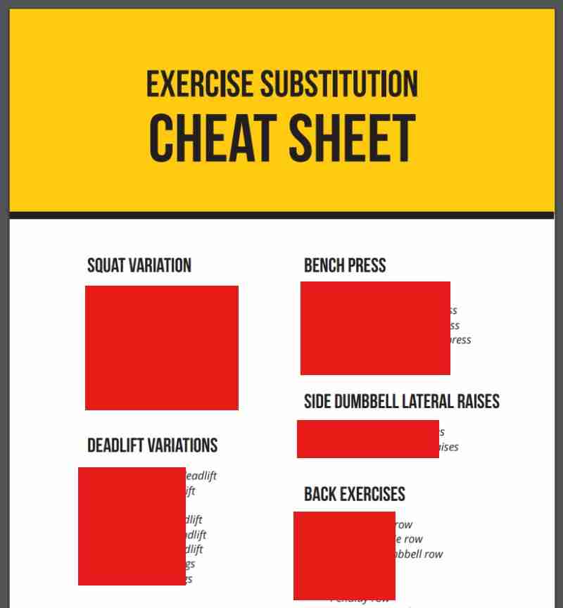 Superhero x12 exercise substitution cheat sheet image