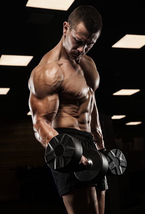 Man exercising with dumbbells