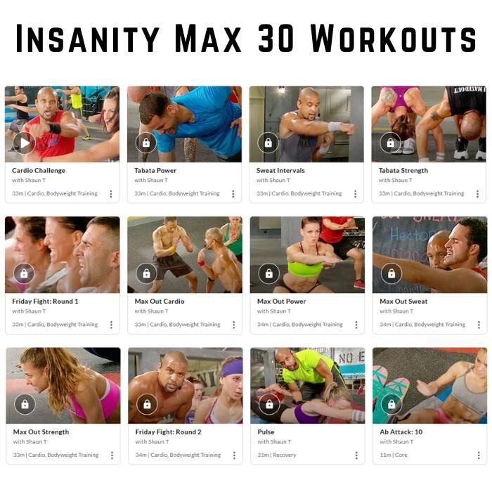 insanity max 30 workout collection