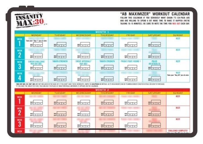 insanity max 30 ab maximizer calendar